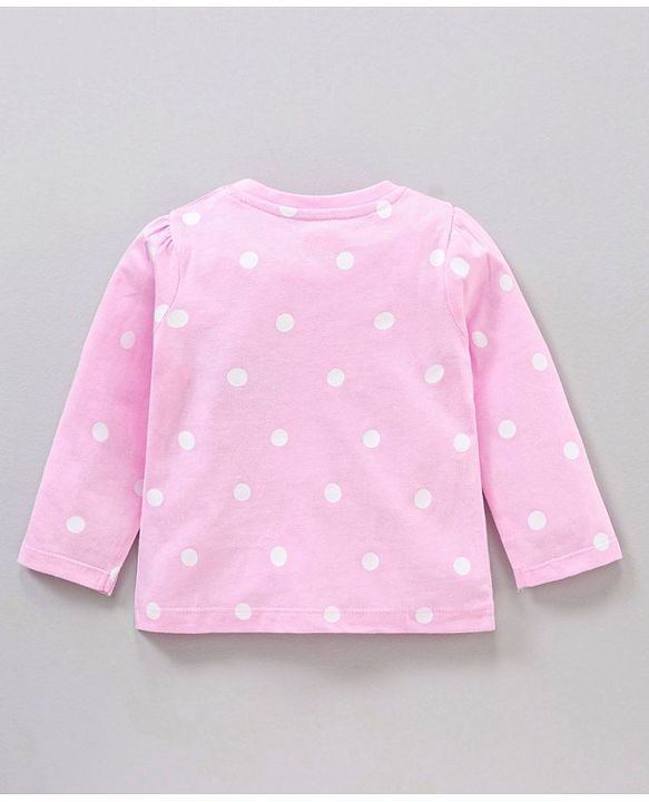 Babyhug Polka Dot Full Sleeves Night Suit Fox Applique - Pink