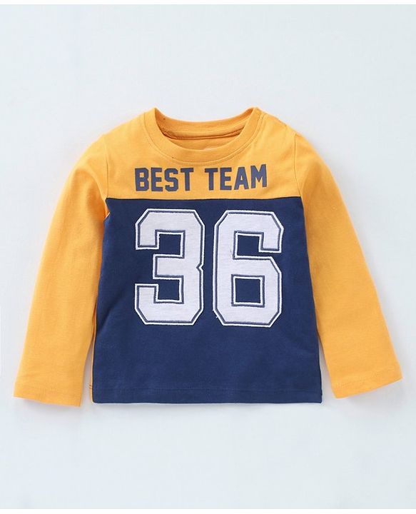 Babyhug Cotton Knit to Knit Full Sleeves Numeric Printed Tee & Lounge Pant - Blue & Orange
