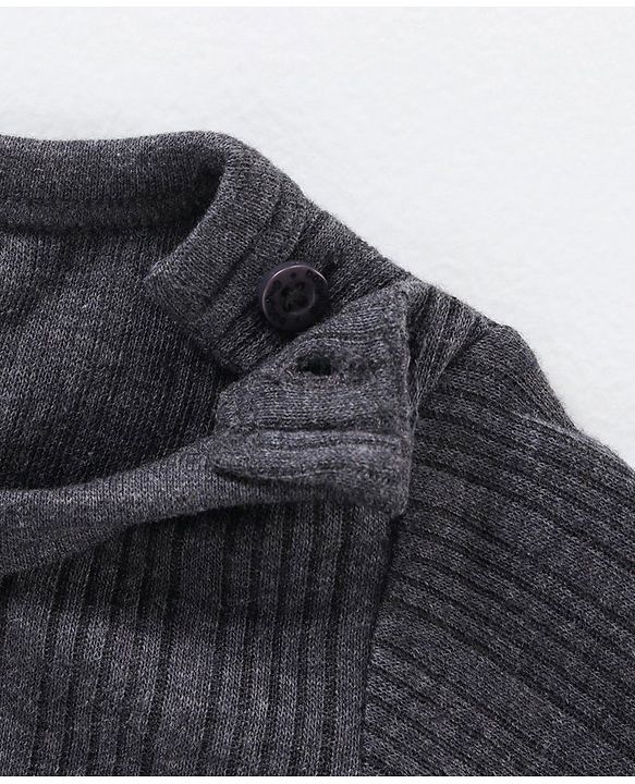 Babyhug Full Sleeves Knit Solid Thermal Vest - Dark Grey