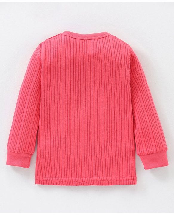 Babyhug Full Sleeves Knit Solid Thermal Vest - Coral Pink