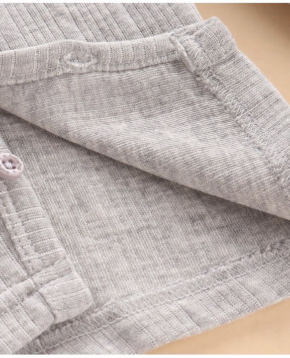 Babyhug Full Sleeves Front Open and Pullover Solid Color Thermal Wear - Light Grey