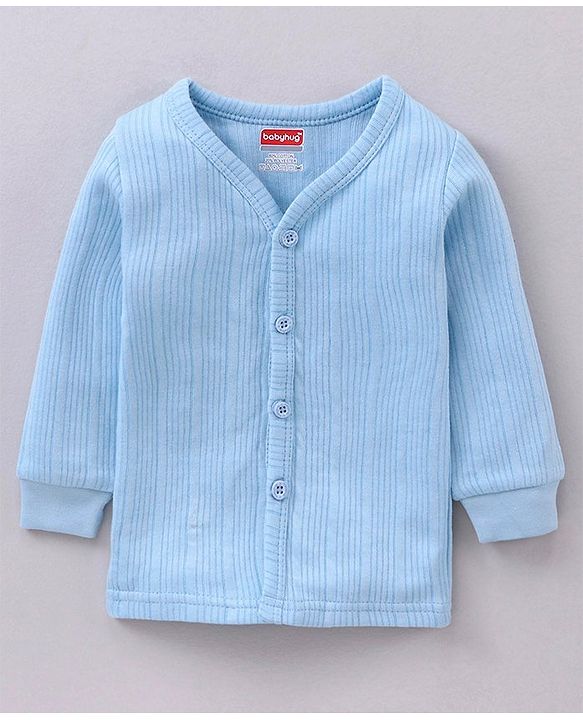 Babyhug Full Sleeves Front Open and Pullover Solid Colour Thermal Wear Pack Of 2  - Blue