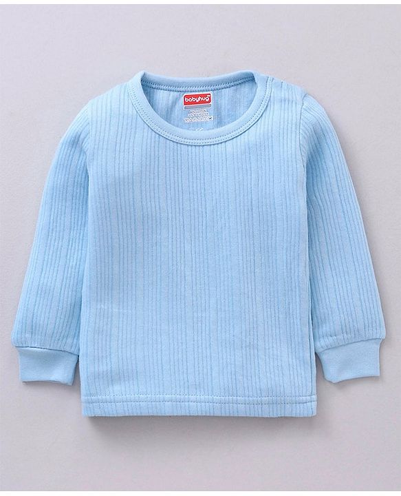 Babyhug Full Sleeves Front Open and Pullover Solid Colour Thermal Wear Pack Of 2  - Blue