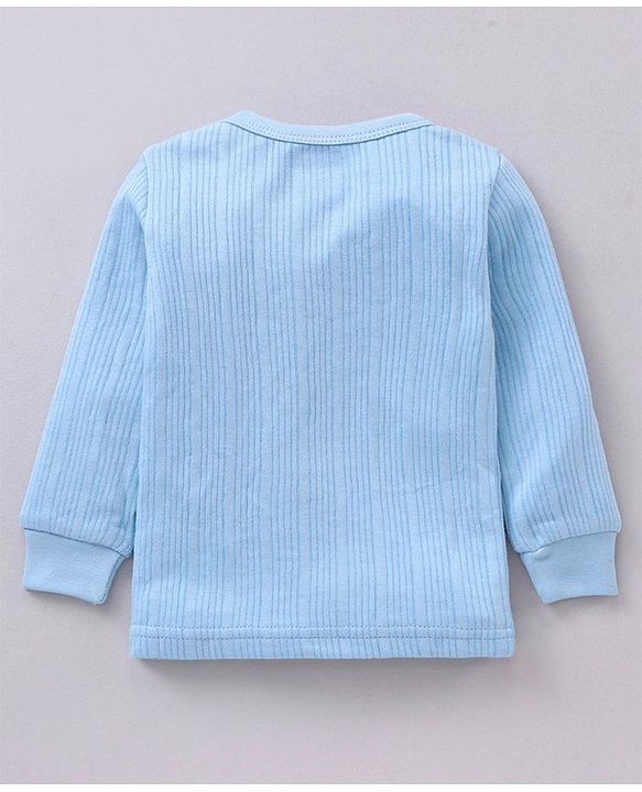 Babyhug Full Sleeves Front Open and Pullover Solid Colour Thermal Wear Pack Of 2  - Blue