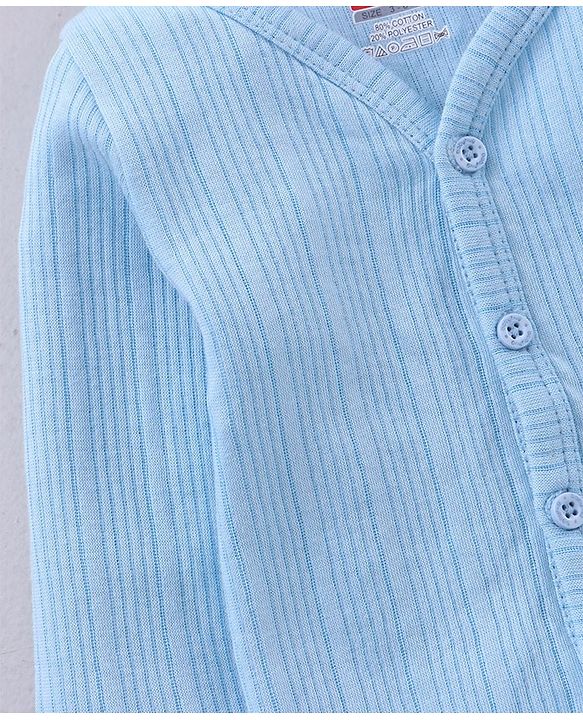Babyhug Full Sleeves Front Open and Pullover Solid Colour Thermal Wear Pack Of 2  - Blue