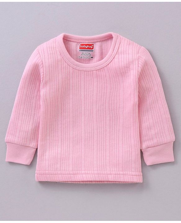 Babyhug Full Sleeves Front Open and Pullover Solid Color Thermal Wear Pack Of 2 - Pink