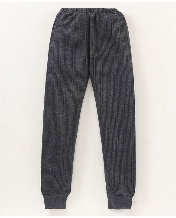Babyhug Full Length Solid Thermal Pant - Dark Grey