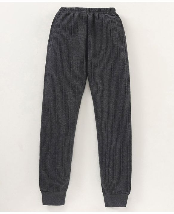 Babyhug Full Length Solid Thermal Pant - Dark Grey