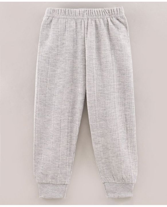 Babyhug Full Length Knit Solid Thermal Leggings - Light Grey