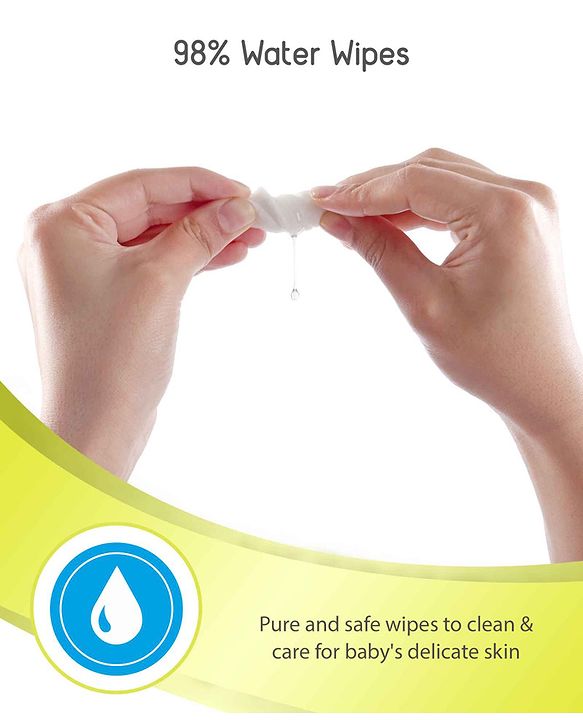 Babyhug Premium 98% Water Baby Wet Wipes with Moisturising Aloe Vera Pack Of 2 - 80 Piece Each