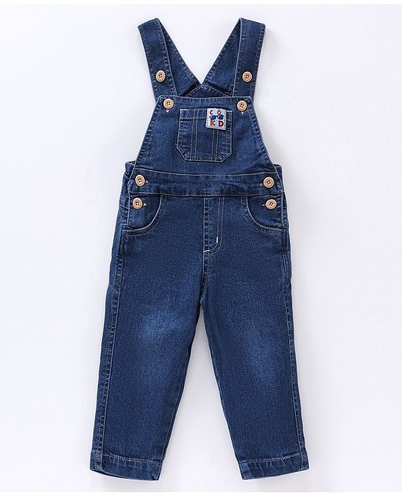 Babyhug Full Sleeves Striped T-Shirt and Dungaree Set Multiprint - Multicolor Blue