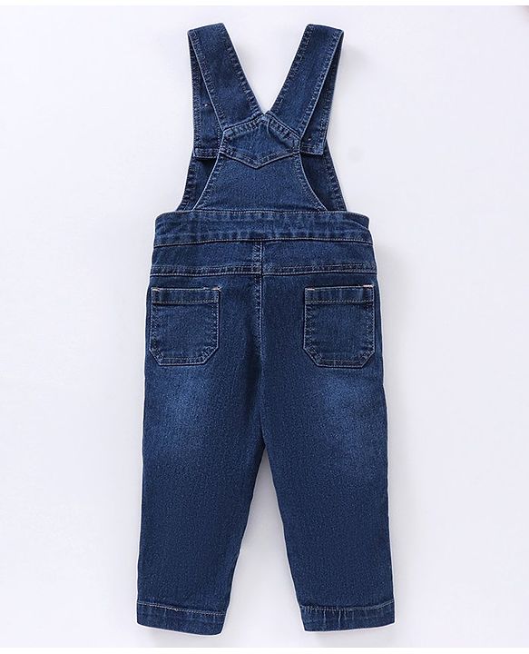 Babyhug Full Sleeves Striped T-Shirt and Dungaree Set Multiprint - Multicolor Blue