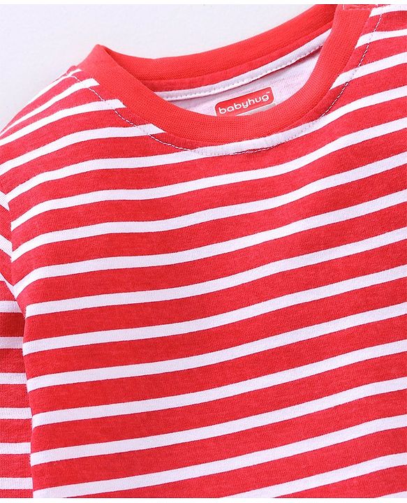 Babyhug Full Sleeves Striped T-Shirt and Dungaree Set Multiprint - Multicolor Blue