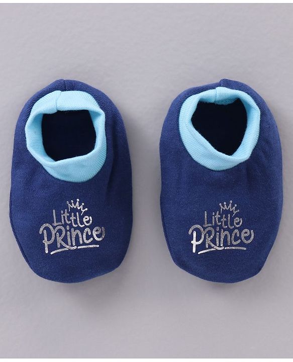 Babyhug 100% Cotton Cap Mittens And Booties Navy Blue - Cap Diameter 11.5 cm