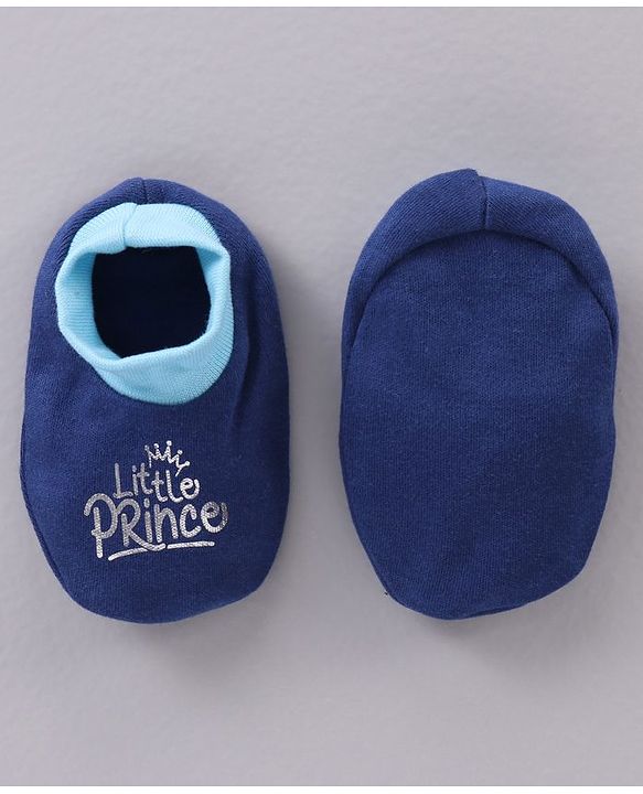 Babyhug 100% Cotton Cap Mittens And Booties Navy Blue - Cap Diameter 11.5 cm
