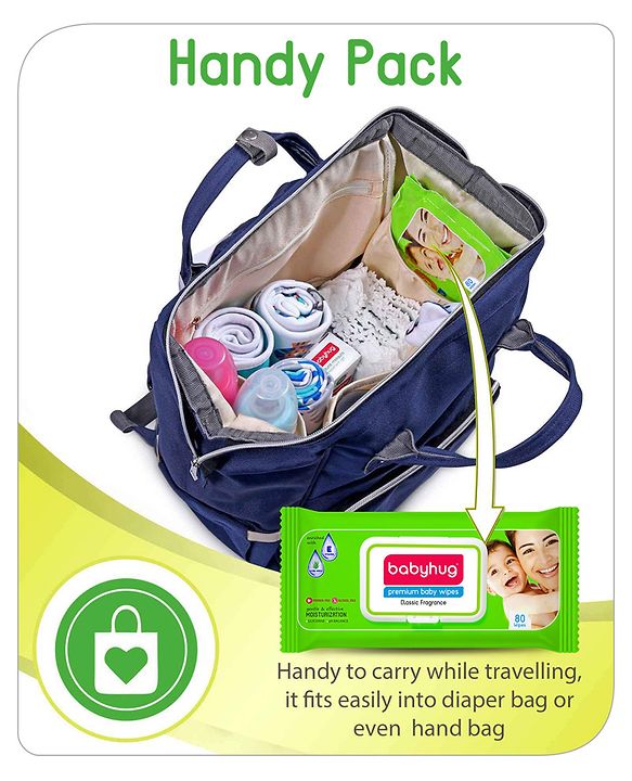 Babyhug Premium 98% Water Baby Wet Wipes with Moisturising Aloe Vera With Lid - 80 Pieces