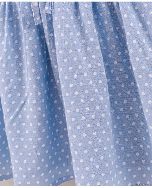 Babyhug 100% Rayon Full Sleeves Polka Dots Frock - Blue