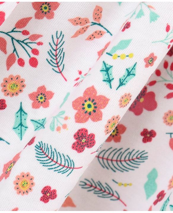 Babyhug 100% Cotton Knit Half Sleeves Frock Floral Print With bloomer- Yellow