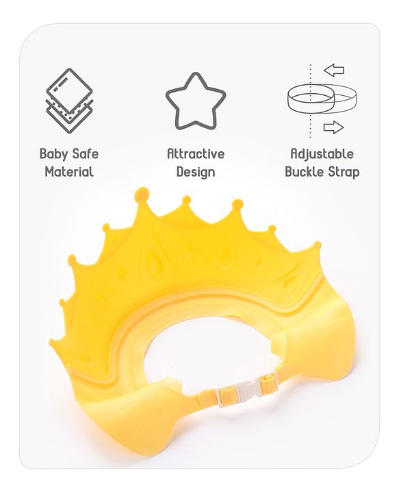 Babyhug Silicone Crown Shape Baby Shower Cap - Yellow