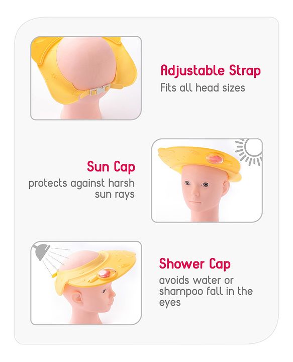 Babyhug Silicone Cap Shape Baby Shower Cap - Yellow