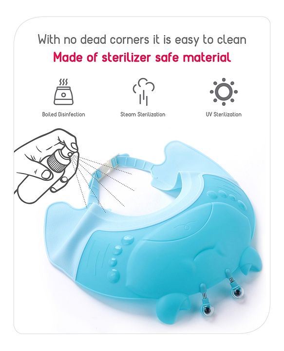 Babyhug Silicone Crab Face Baby Shower Cap - Blue