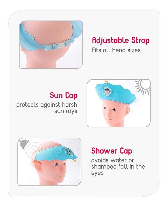 Babyhug Silicone Shower Cap Baby Swimming Design - Blue