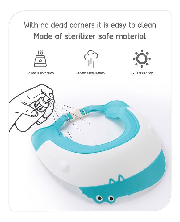 Babyhug Silicone Crocodile Shape Shower Cap  - Blue