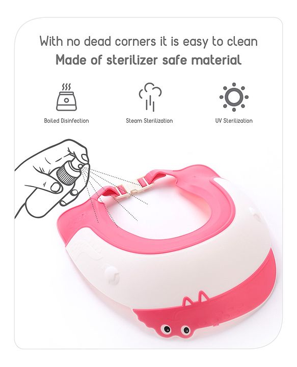 Babyhug Silicone Crocodile Shape Shower Cap  - Pink