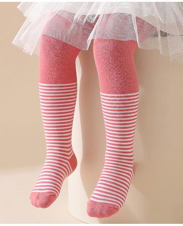 Cutewalk by Babyhug Anti Bacterial Tights Striped Design - Pink