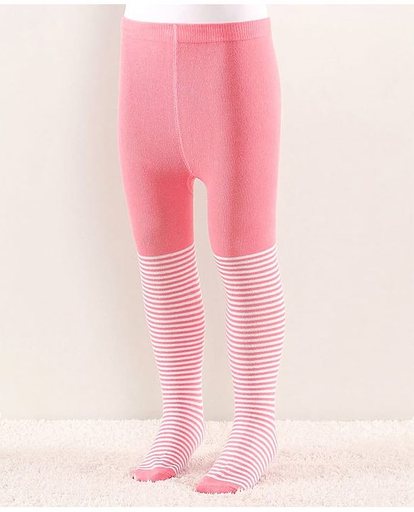 Cutewalk by Babyhug Anti Bacterial Tights Striped Design - Pink