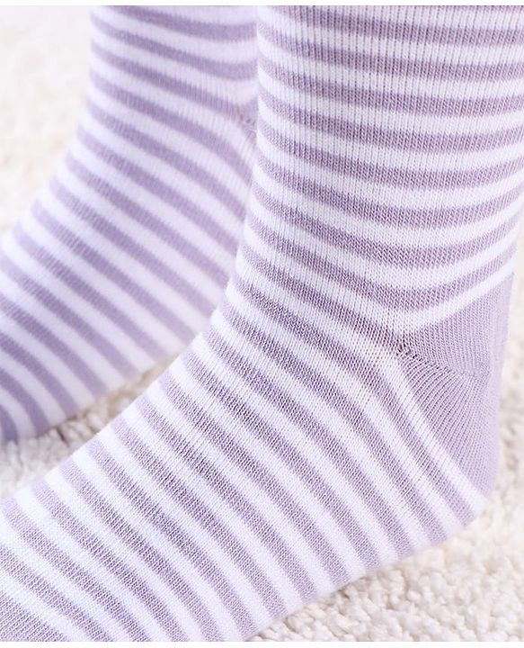 Cutewalk by Babyhug Anti Bacterial Tights Stripes Design - Orchid Bouqet