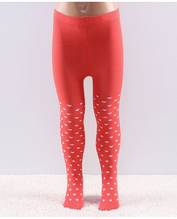 Cutewalk by Babyhug Anti Bacterial Tights Heart Design - Red