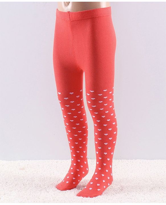 Cutewalk by Babyhug Anti Bacterial Tights Heart Design - Red