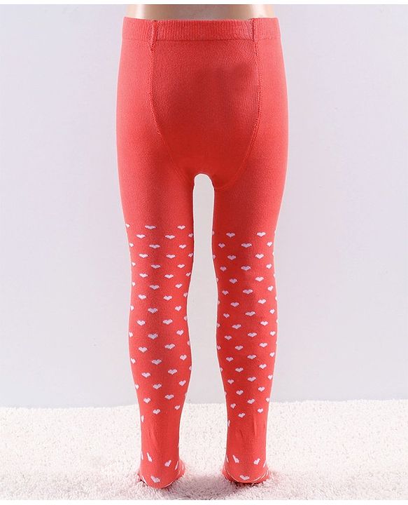 Cutewalk by Babyhug Anti Bacterial Tights Heart Design - Red