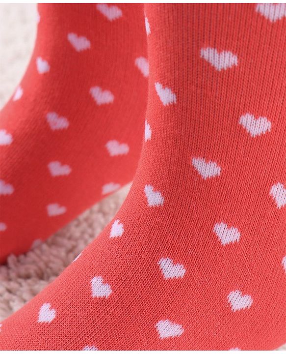 Cutewalk by Babyhug Anti Bacterial Tights Heart Design - Red