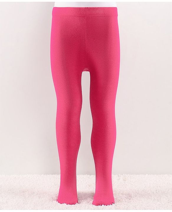 Cutewalk by Babyhug Anti Bacterial Footed Solid Color Tights - Pink