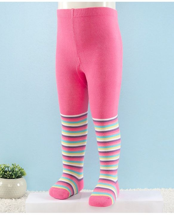 Cute Walk by Babyhug Antibacterial Striped Footed Tights Pack Of 2 - Multicolor