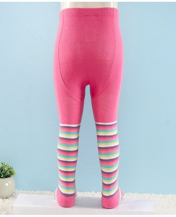 Cute Walk by Babyhug Antibacterial Striped Footed Tights Pack Of 2 - Multicolor