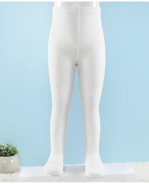 Cute Walk by Babyhug Full Length Anti-Bacterial Solid Tights - White