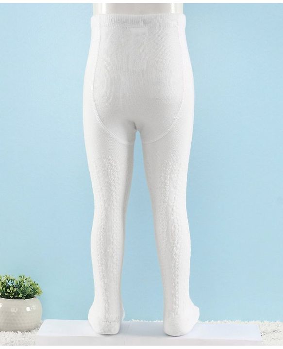 Cute Walk by Babyhug Full Length Anti-Bacterial Solid Tights - White