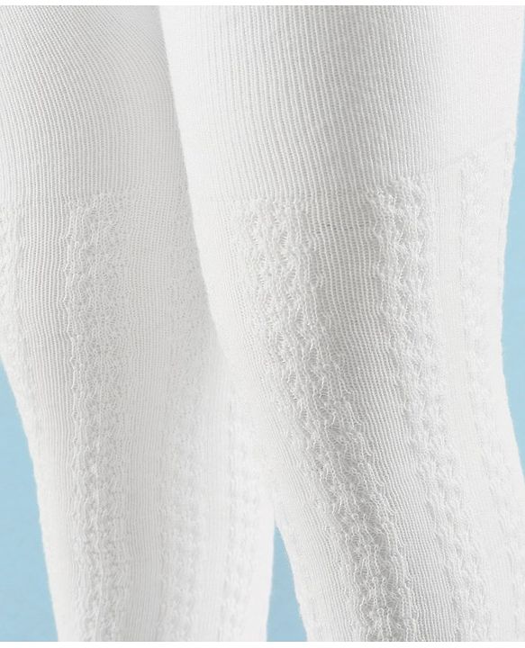 Cute Walk by Babyhug Full Length Anti-Bacterial Solid Tights - White