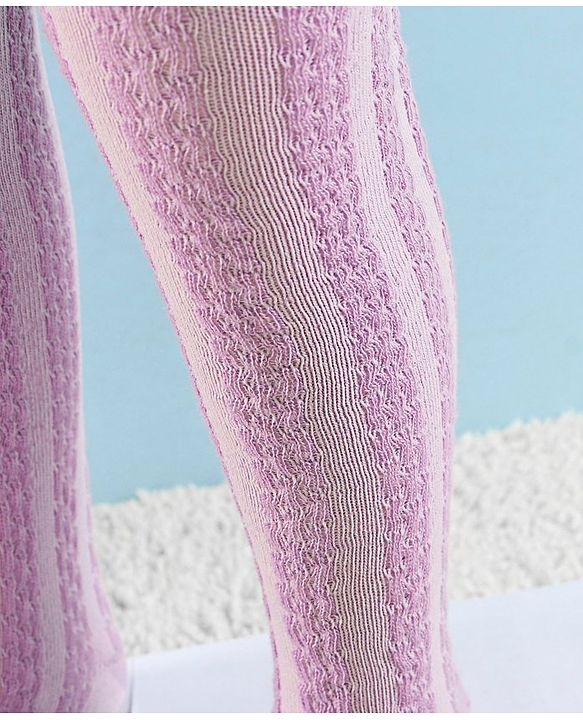 Cute Walk by Babyhug Full Length Anti-Bacterial Solid Tights - Orchid Bouqet