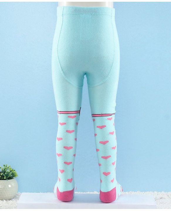 Cute Walk by Babyhug Full Length Anti-Bacterial Heart Printed Tights - Aque