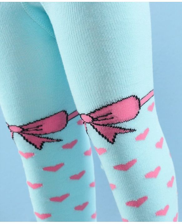 Cute Walk by Babyhug Full Length Anti-Bacterial Heart Printed Tights - Aque