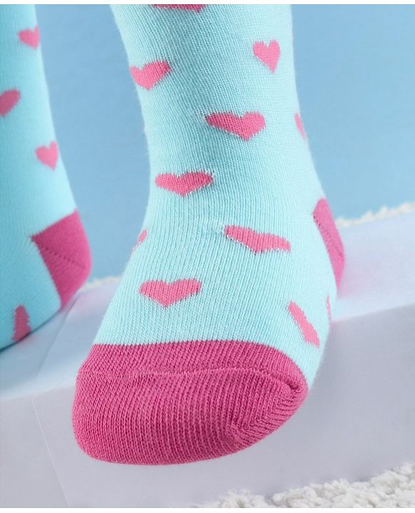 Cute Walk by Babyhug Full Length Anti-Bacterial Heart Printed Tights - Aque