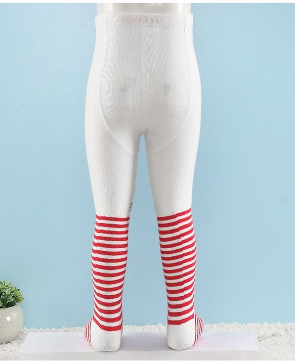 Cute Walk by Babyhug Full Length Anti-Bacterial Striped Tights - Red And White