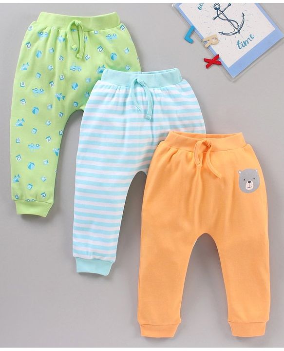 Babyhug Ankle Length Diaper Leggings Multiprint Pack of 3- Multicolor