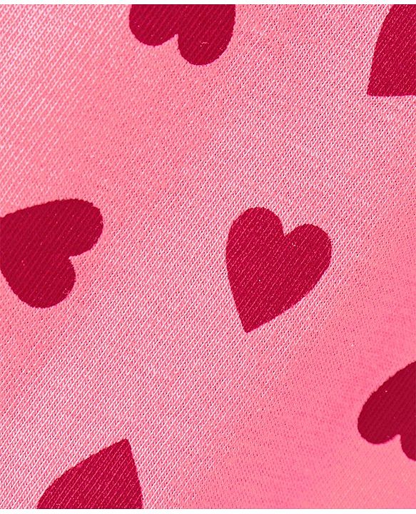 Pine Kids Three Fourth Length Biowashed Cotton Stretchable Leggings Solid & Heart Print Pack Of 2 - Pink Blue