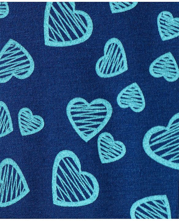 Pine Kids Knit Three Fourth Biowashed Stretchable Leggings Polka Dot & Heart Print Pack of 2- Blue