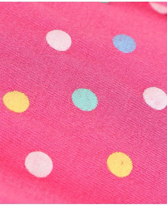 Pine Kids Knit Three Fourth Biowashed Leggings Polka Dot Print And Solid Pack of 2 - Pink Yellow